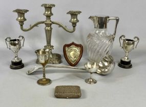 SILVER PLATED/WHITE METAL ITEMS, including a Gadebusch glass claret jug with EPNS mounts, 21cms (h),