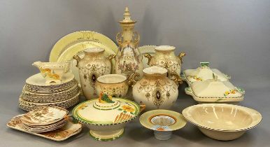 MIXED CERAMICS, early 20th century, including a Burleigh Ware dinner service, cream glazed &