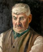 UNKNOWN 20TH CENTURY oil on board - quarter length portrait of a man wearing waistcoat, 35 x 29cms