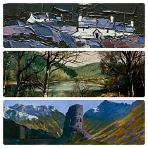 WELSH ART THREE PICTURES: WILF ROBERTS limited edition 49/100 colour print - "Bronheulog", signed,