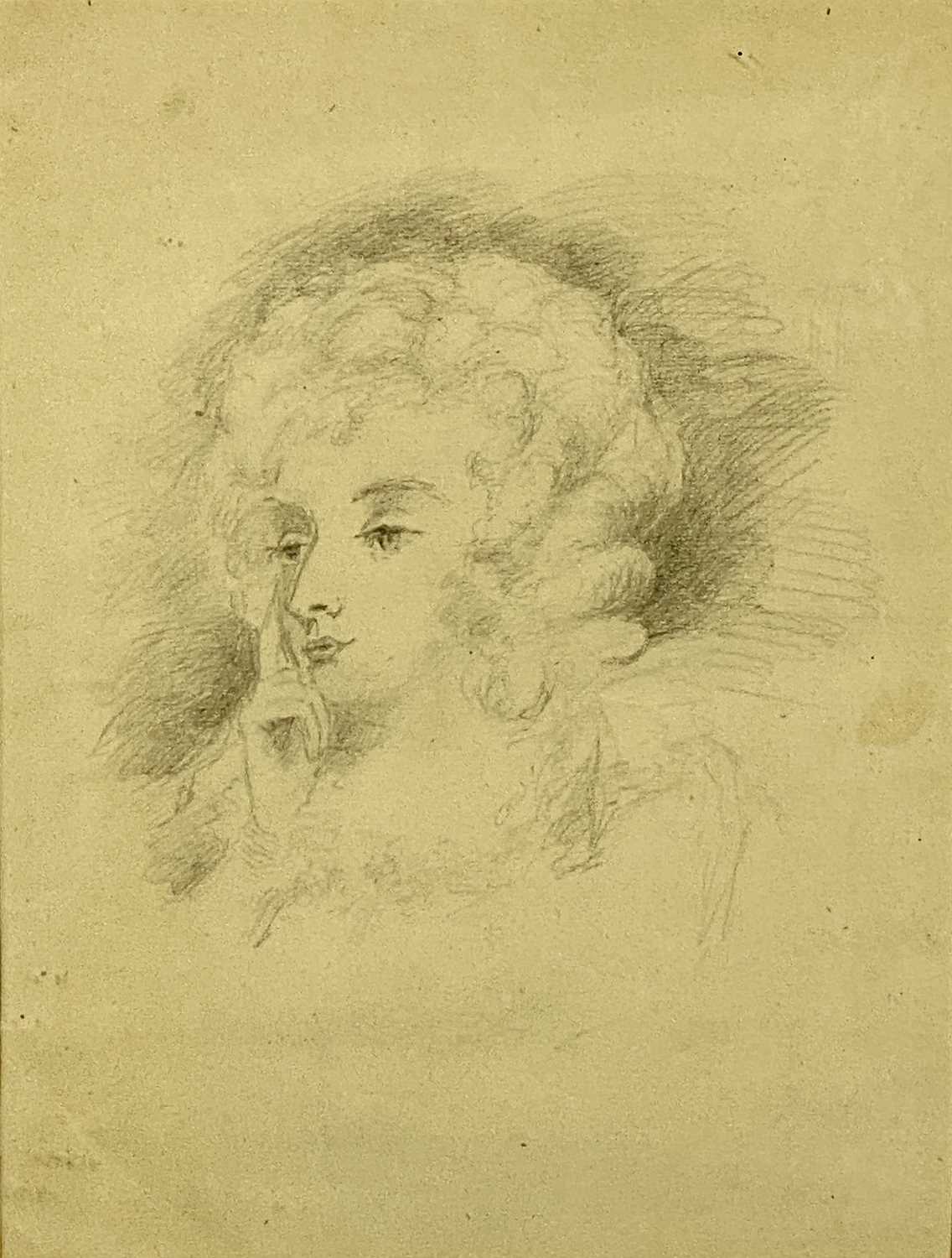 AFTER SIR JOSHUA REYNOLDS pencil sketch of Mrs Jane Braddyll - 29 x 22cms, another pencil portrait - Image 7 of 7