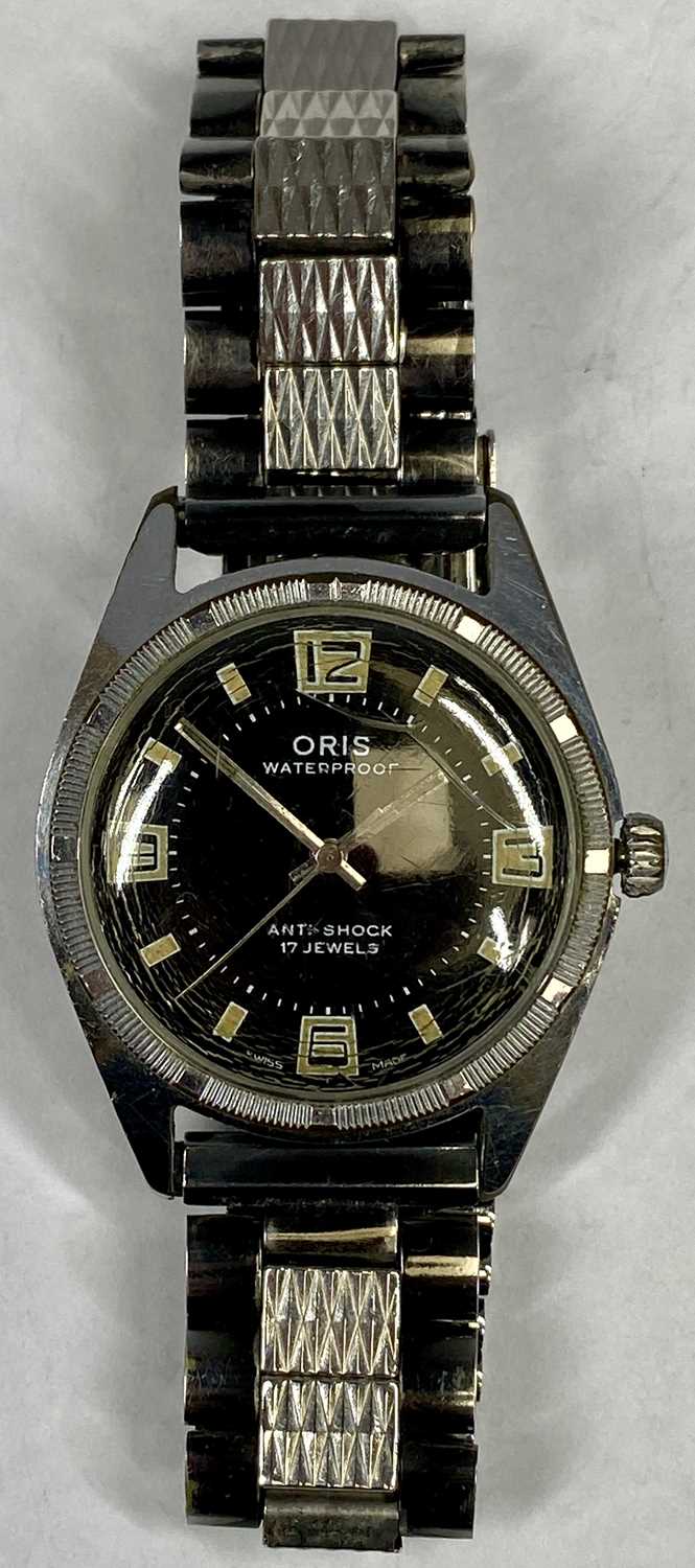 ORIS WATERPROOF GENTS WRISTWATCH, anti-shock 17 jewels, stainless steel case, black dial, 34mm