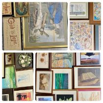 VARIOUS ARTISTS, extremely large group of pictures, including watercolours, signed prints, religious