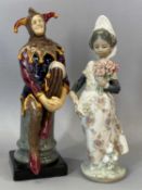 ROYAL DOULTON FIGURE THE JESTER HN2016, and a Lladro figure of a young girl in traditional dress