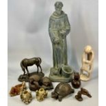 MIXED COLLECTABLES GROUP, including a composite lead finish statue Francis of Assisi, 52cms (h),