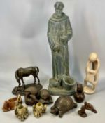 MIXED COLLECTABLES GROUP, including a composite lead finish statue Francis of Assisi, 52cms (h),