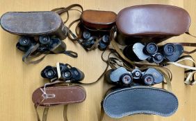 CARL ZEISS JENNER FIVE PAIRS CASED BINOCULARS, Dekarem 10 x 50, Jenoptem 10 x 50W, Jenoptem 8 x 30W,