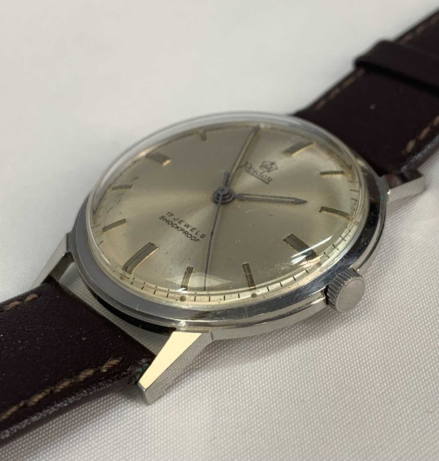 ROIDOR WHITE METAL GENTLEMEN'S WRISTWATCH having silvered dial with baton hour markers, leather - Image 3 of 5