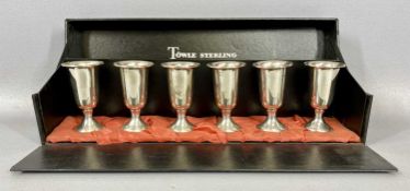 TOWLE STERLING SILVER BOXED SET OF SIX SMALL GOBLETS, 7.5cms (h), approx. 5.4ozt in total