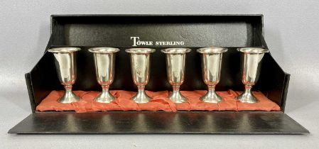 TOWLE STERLING SILVER BOXED SET OF SIX SMALL GOBLETS, 7.5cms (h), approx. 5.4ozt in total