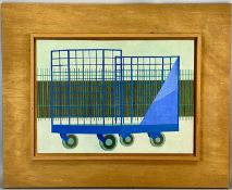 ‡ STEPHEN CHAPLIN oil on ply-wood - cage trolley entitled verso "1971 - 46", Hatton Gallery