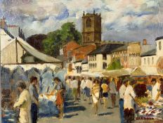 ‡ KEITH GARDNER RCA oil on board - entitled verso "Mold Market", signed lower right, 23 x 30.5cms