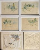 VARIOUS ARTISTS, WALLACE HULLEY four colour prints - entitled "The Pace of the Ox", "Donkey