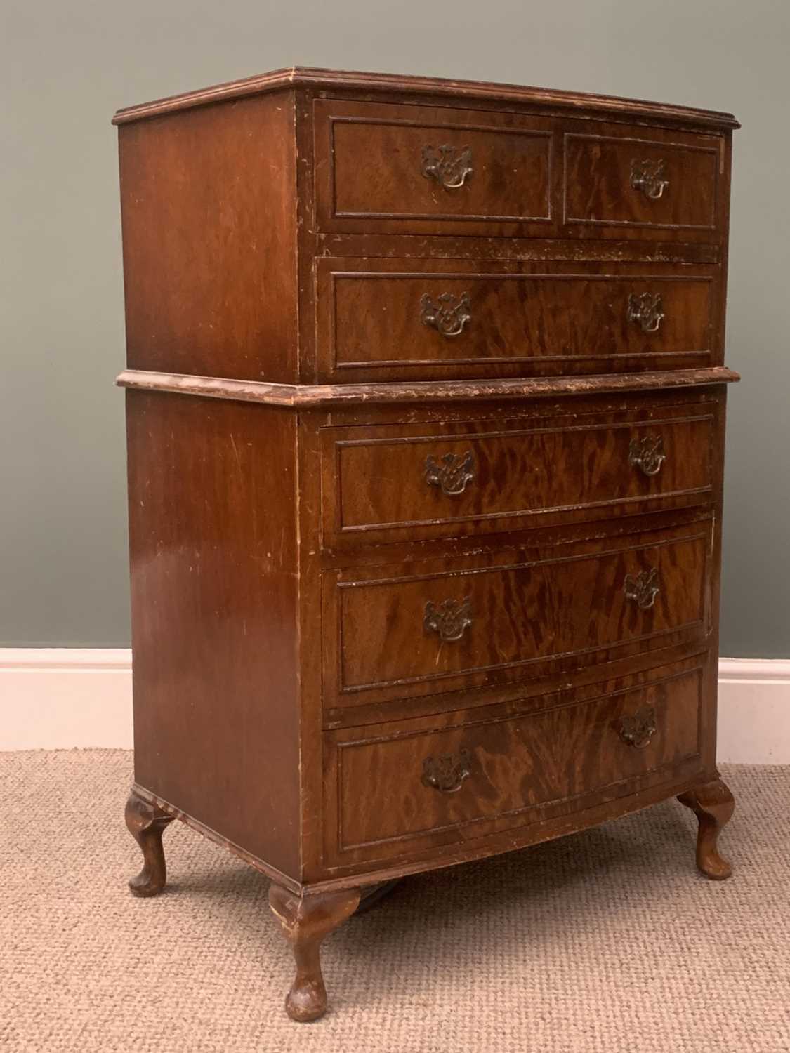 REPRODUCTION MAHOGANY TALL BOY two over three drawers on cabriole supports, 96 (h) x 63 (w) x - Image 5 of 5