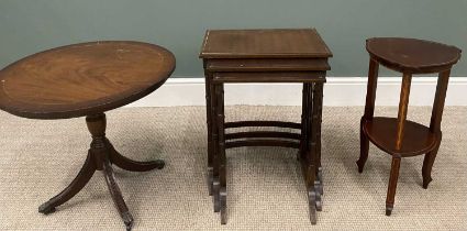 THREE ITEMS OF ANTIQUE STYLE FURNITURE comprising small table, 58 (h) x 31cms (w), nest of three