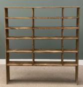 PRIMITIVE PINE OPEN BOOKCASE of fifteen sections 178 (h) x 165 (w) x 27cms (d) Provenance: private