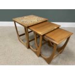 MID-CENTURY G-PLAN 'ASTRO' NESTING TABLES, the largest with tiled top, 51 (h) x 51 (w) x 51cms (d)