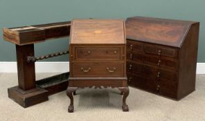 THREE ITEMS OF ANTIQUE FURNITURE to include a mahogany bureau with shell inlay, 93 (h) x 56 (w) x