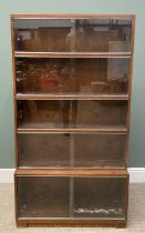 MID-CENTURY LIBRARY BOOKCASE having five shelves with sliding glazed doors, 167 (h) x 89 (w) x 29cms