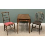 THREE ITEMS OF VINTAGE FURNITURE comprising Victorian mahogany Pembroke table with tapered