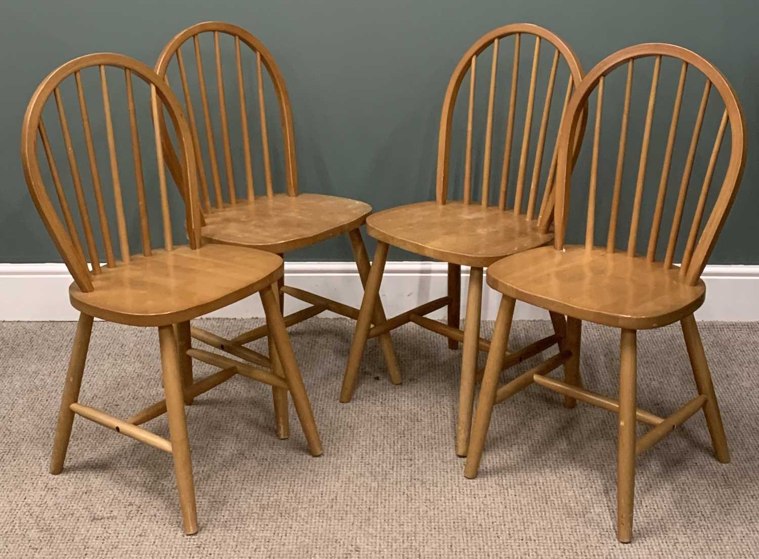 MODERN BREAKFAST TABLE & FOUR HOOP BACK CHAIRS, the table, 76 (h) x 108cms (diam.), the chairs 93 ( - Image 3 of 3