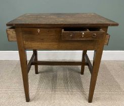 OAK SIDE TABLE WITH MULTIPLE DRAWERS 19th century, on tapered supports, 79.5 (h) x 75.5 (w) x