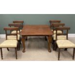 OAK WIND-OUT TABLE circa 1900 (no extra leaves), 68 (h) x 107 (w) x 107cms (d) and a set of six