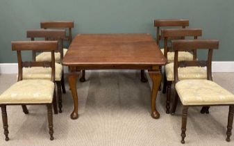 OAK WIND-OUT TABLE circa 1900 (no extra leaves), 68 (h) x 107 (w) x 107cms (d) and a set of six
