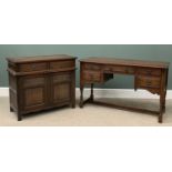 TWO ITEMS OF REPRODUCTION FURNITURE comprising oak dressing table/knee-hole desk, 77 (h) x 127 (w) x