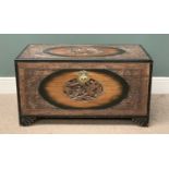 CARVED CHINESE CAMPHORWOOD CHEST 53 (h) x 97 (w) x 48cms (d) Provenance: private collection Gwynedd