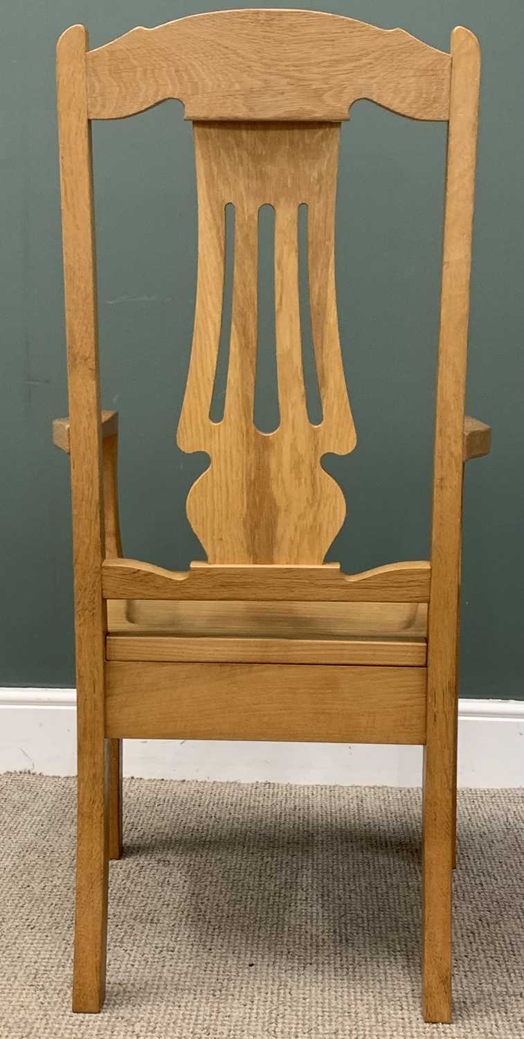 MODERN OAK EISTEDDFOD CHAIR for 'Dyffryn Conwy 1998', stamped M. Rayner to base, 116 (h) x 58 (w) - Image 4 of 6