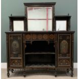AESTHETIC MOVEMENT EBONISED MIRROR BACK SIDEBOARD circa 1880, painted and with exotic inlay, side