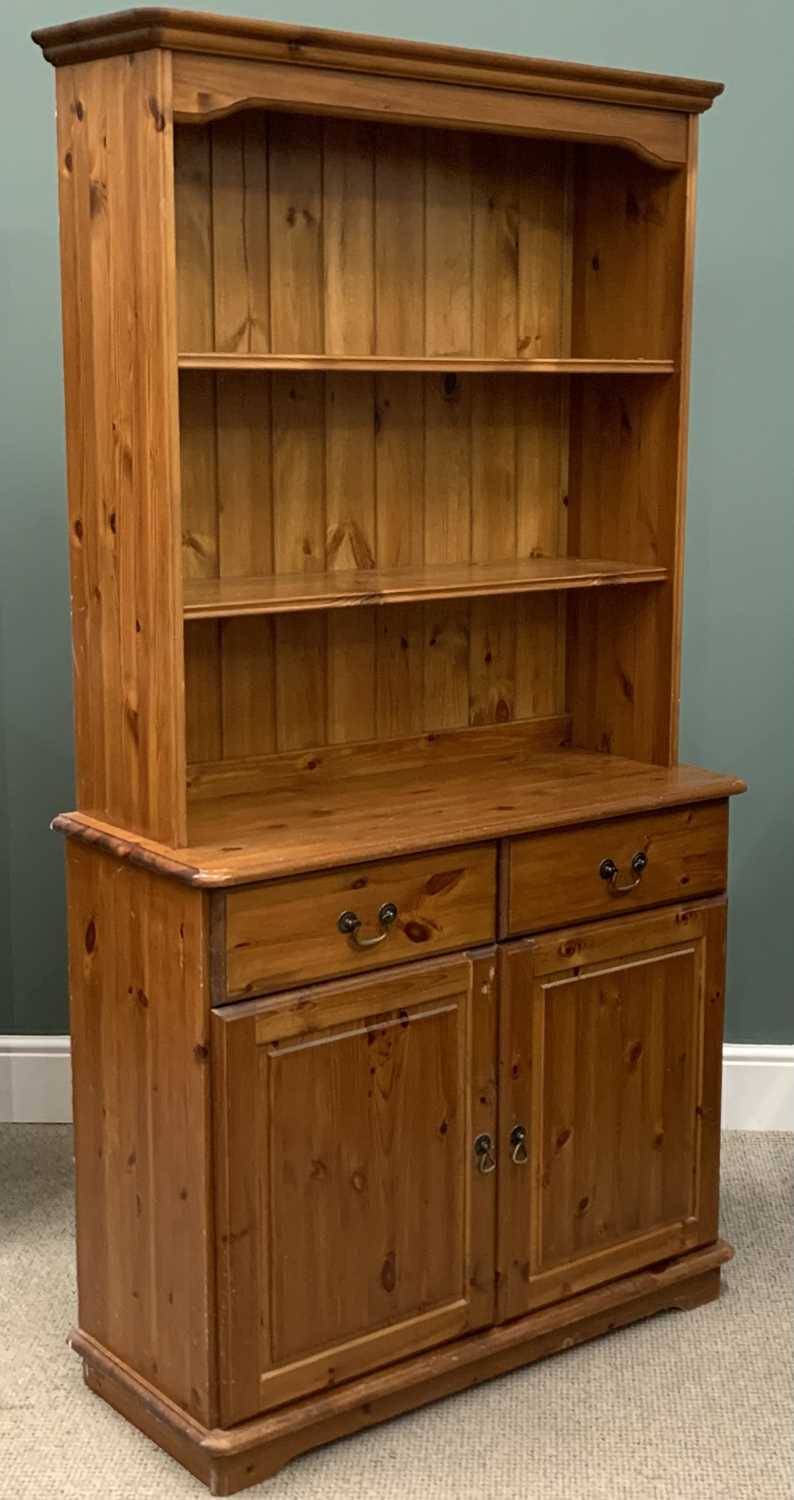 TWO ITEMS OF MODERN HONEY PINE FURNITURE being a narrow dresser, 186 (h) x 98 (w) x 40cms (d) and - Image 4 of 5