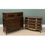 TWO ANTIQUE STYLE CHESTS comprising Regency style mahogany with bow front. 108 (h) x 108 (w) x 50cms