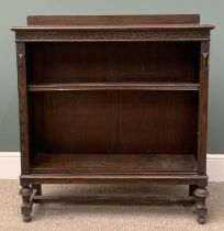 EDWARDIAN CARVED OAK OPEN BOOKCASE 101 (h) x 91 (w) x 26cms (d) Provenance: private collection