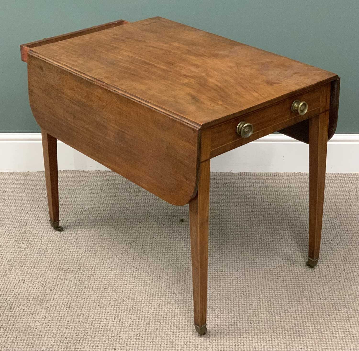 THREE ITEMS OF VINTAGE FURNITURE comprising Victorian mahogany Pembroke table with tapered - Image 4 of 4