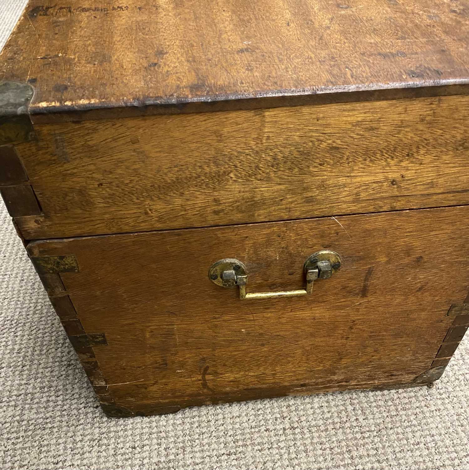 CAMPHORWOOD CAMPAIGN CHEST with brass details including side handles and inset handle, front - Image 4 of 6