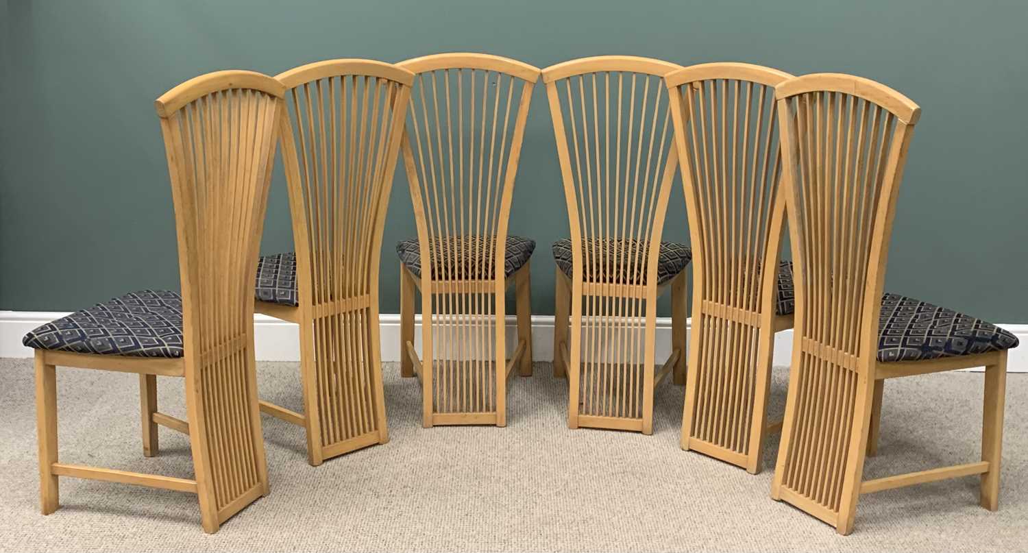 SET OF SIX MODERN DINING CHAIRS with tall tapering comb backs, 115cms (h), 47cms (w), 44cms (d) - Image 2 of 4