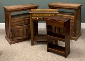 FOUR ITEMS OF MODERN HARDWOOD FURNITURE comprising two cabinets with swivel tops, 81 (h) x 76 (w)