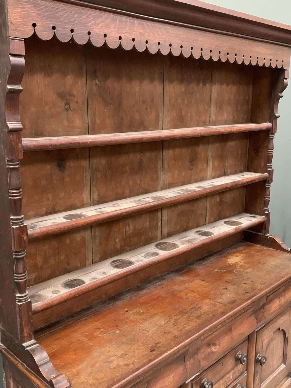 UNUSUAL NORTH WALES MAHOGANY & OAK VICTORIAN DRESSER the three shelf rack with unusual carved and - Image 6 of 6