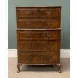 REPRODUCTION MAHOGANY TALL BOY two over three drawers on cabriole supports, 96 (h) x 63 (w) x