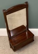 VICTORIAN MAHOGANY WALL MIRROR, with base drawer and bevelled glass, 66 (h) x 35 (w) x 17?cms (d)