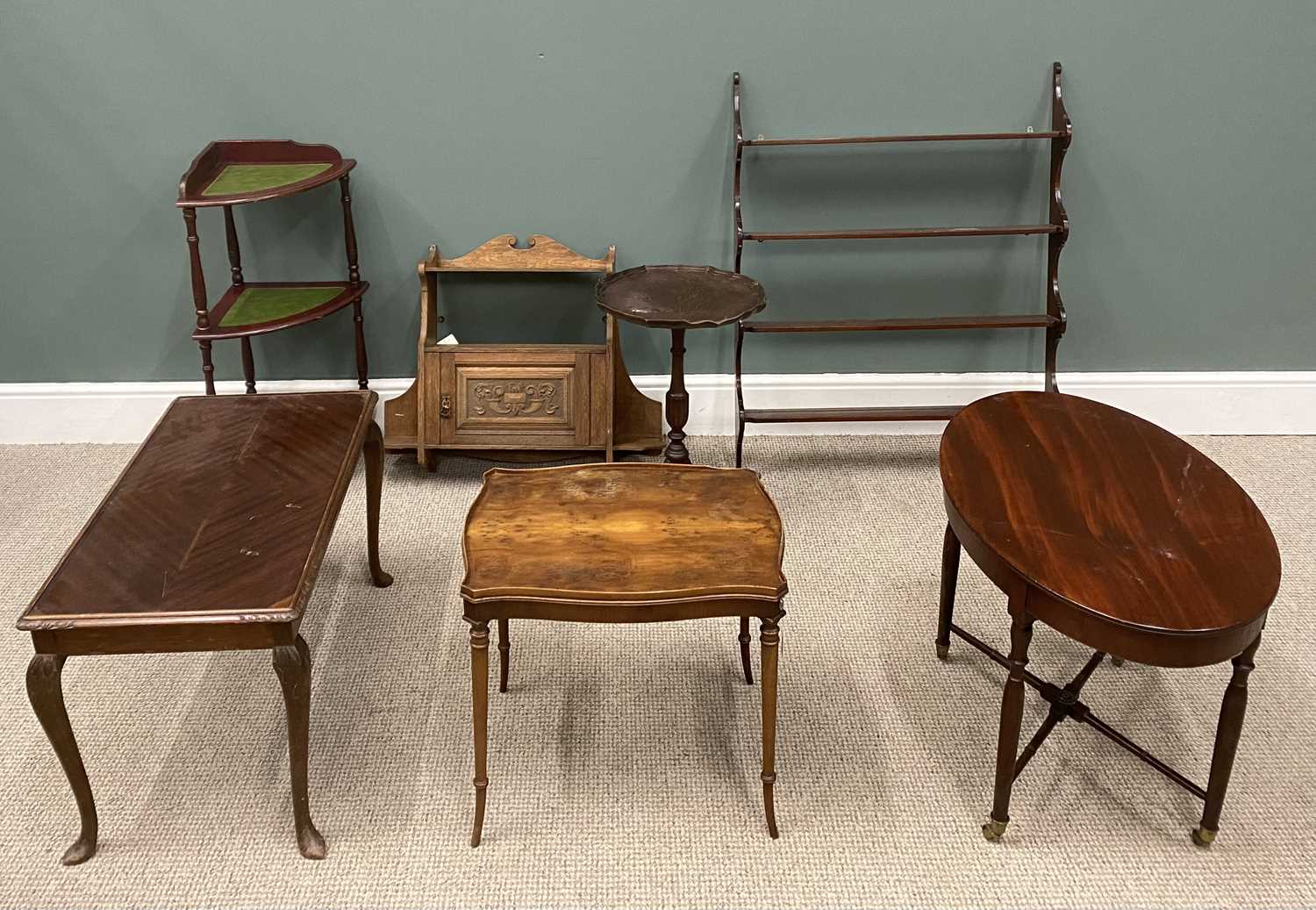 GROUP OF SEVEN FURNITURE ITEMS to include wine and side tables etc Provenance: private collection