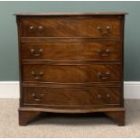 REPRODUCTION MAHOGANY FOUR DRAWER CHEST, with serpentine front, 83 (h) x 79 (w) x 46cms (d)