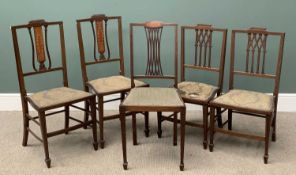 FIVE PARLOUR TYPE CHAIRS two pairs and one single Provenance: private collection Gwynedd