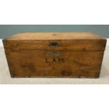 CAMPHORWOOD CAMPAIGN CHEST with brass details including side handles and inset handle, front