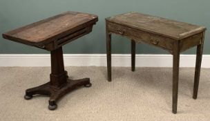 TWO ANTIQUE TABLES comprising 19th Century oak low boy with single drawer, 74.5 (h) x 93 (w) x 45cms