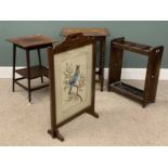 FURNITURE ASSORTMENT including an Arts and Crafts style three-section stick stand, 69 (h) x 55 (w) x