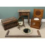 SIX VINTAGE FURNISHING ITEMS to include a heavy hall table with single drawer, 76 (h) x 62 (w) x