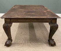 SUBSTANTIAL OAK WIND-OUT TABLE, with fine ball and claw legs, 72 (h) x 157 (w) x 123cms (d)